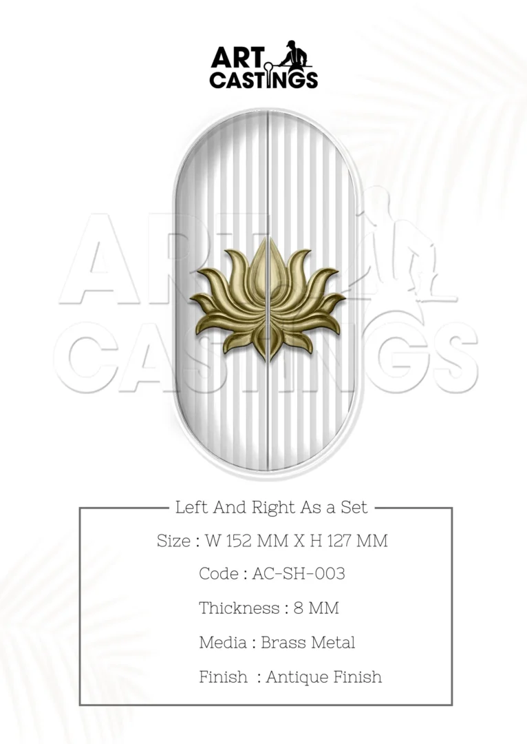 Lotus Themed Small Brass Handles