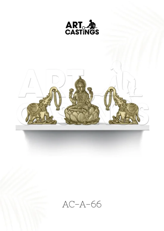 lakshmi devi with elephants brass accessory