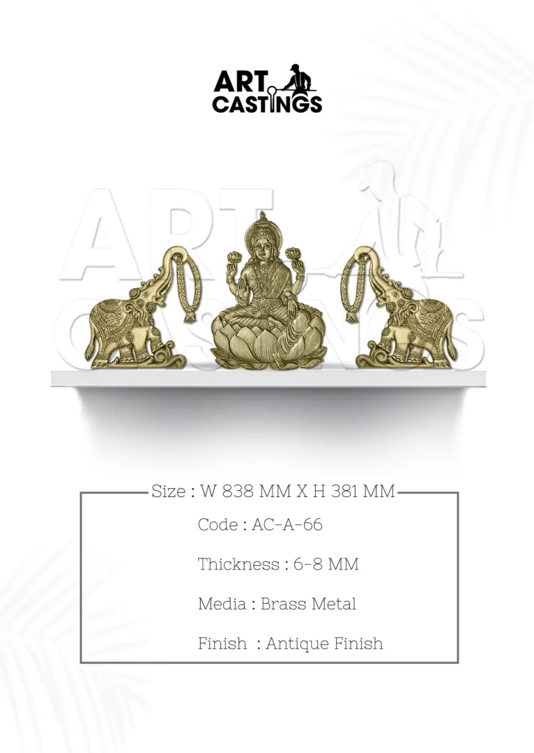 lakshmi devi with elephants brass accessory