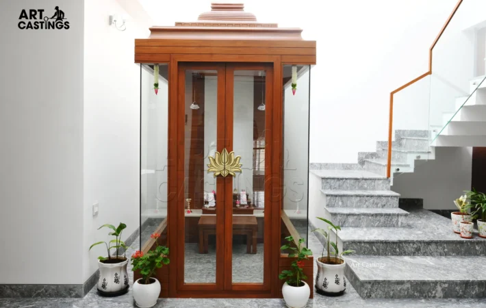 POOJA DOORS WITH LOTUS HANDLE