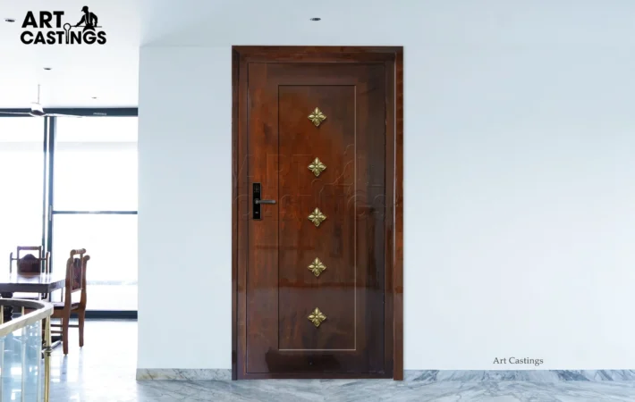 Semi-Geometric Floral Brass Main Doors