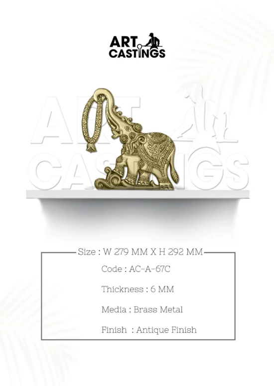 Lord Ganesha with Elephants Brass Accessories - Image 5